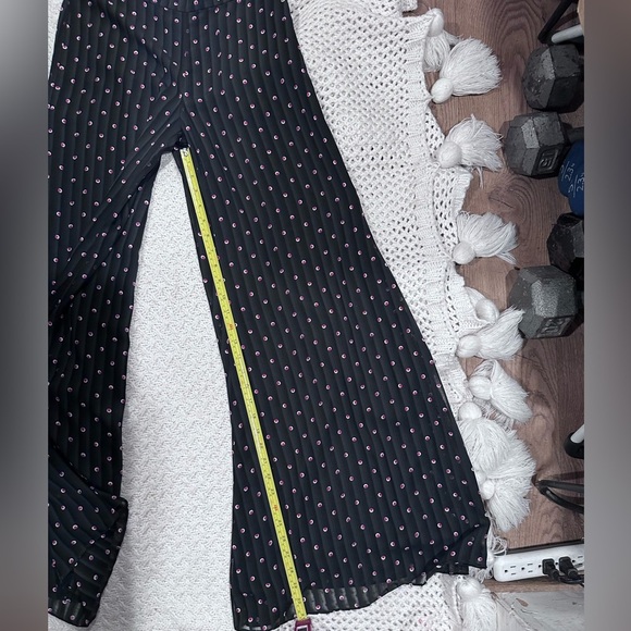 ALEXIS WOMENS XS Black Wide-Leg Pants with Red and White Dots - Picture 4 of 9